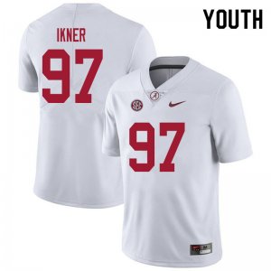 NCAA Youth Alabama Crimson Tide #97 LT Ikner Stitched College 2020 Nike Authentic White Football Jersey SP17J16PZ
